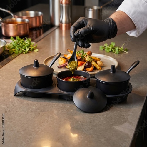 Stainless steel hand grater with ergonomic handle on dark background