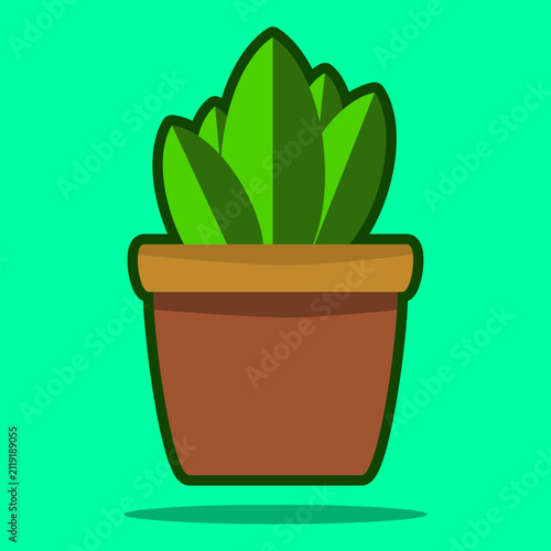 Green plant in a pot flat vector graphic. Conceptual symbol for environmental conservation, ecology, organic growth, and sustainable living.