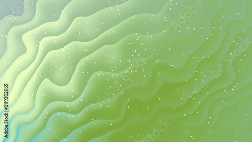 Green wavy layers light dots abstract pattern with smooth texture. Suitable for backgrounds, digital art prints, web design projects.