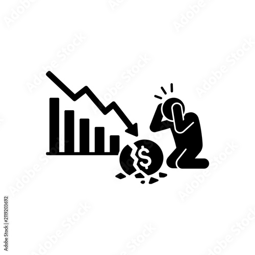 Fotografie Financial crisis bankruptcy concept icon
