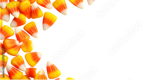 Halloween candy corn border on gray