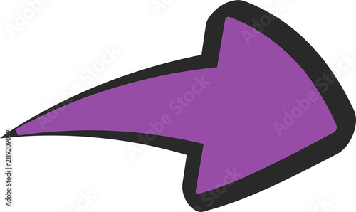 Hand drawn purple arrow pointing right with black outline in a simple sketchy style