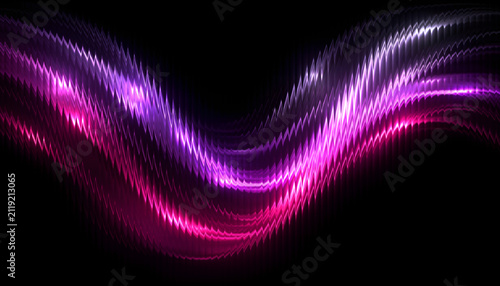 Dynamic glowing abstract strips background with vibrant purple and pink light waves on a deep black backdrop