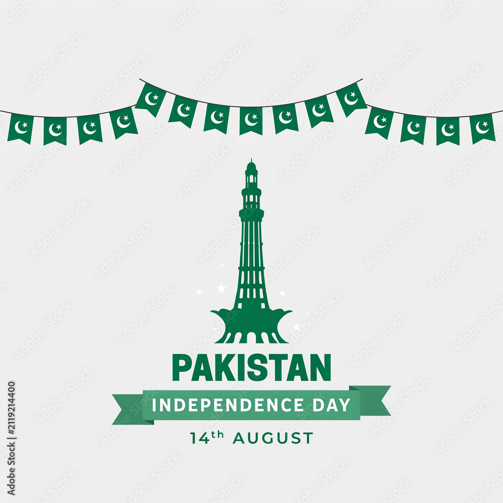 Obraz premium Pakistan Independence Day Greeting Banner 14 August Festive Background