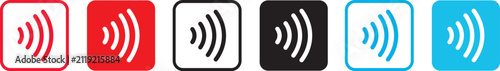 Contactless payment and radio wave line icon set. NFC sensor signal and wireless technology symbol collection