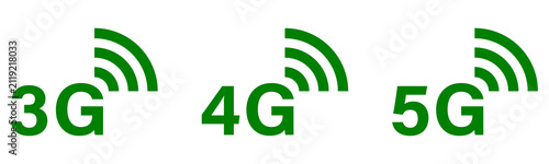 Cuadro en lienzo Green 3G 4G 5G Mobile Network Icons Isolated on Transparent Background PNG High