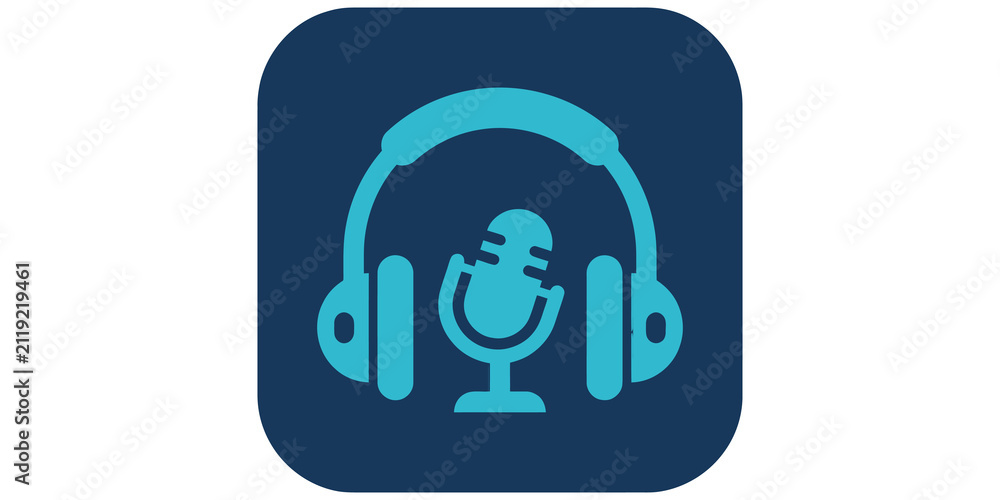 Fototapeta premium podcast microphone and headphones icon isolated on transparent background