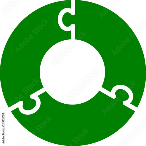 Green 3 Parts Circle Puzzle Infographic Diagram Isolated on Transparent Background PNG Vector