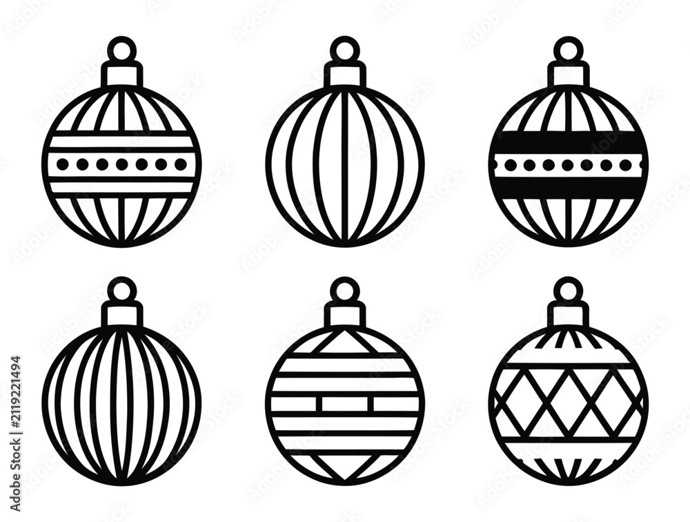 Fototapeta premium Stylized geometric Christmas holiday ornament icons vector set