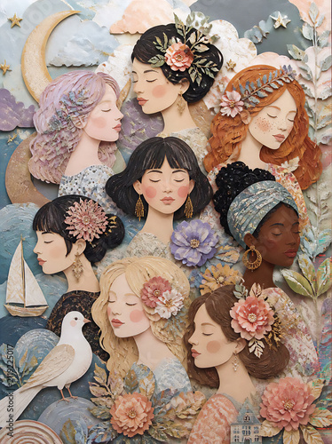 Whimsical Women Collage Paper