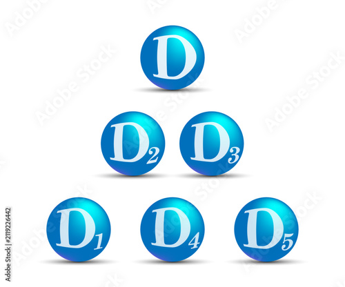 3D icons representing vitamin D. Ideas for websites, apps, informational materials, and printed materials