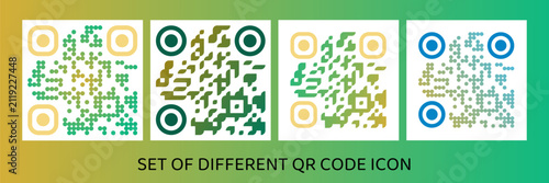 Set of different qr code icons for digital scanning and information access