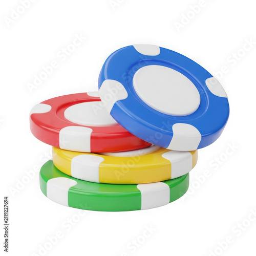 3d rendered colorful poker chips stacked in a pyramid formation