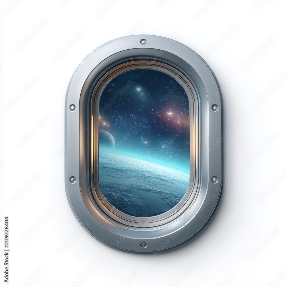Obraz premium A breathtaking view of our planet from a spacecraft window surrounded by a stunning array of stars and distant galaxies