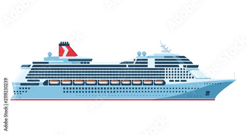 Foto Luxury Cruise Ship Sailing on Water - Vector Illustration