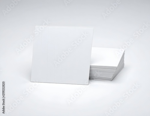 Square Paper Cards Mockup Stack Isolated on a Clean Minimalist White Background