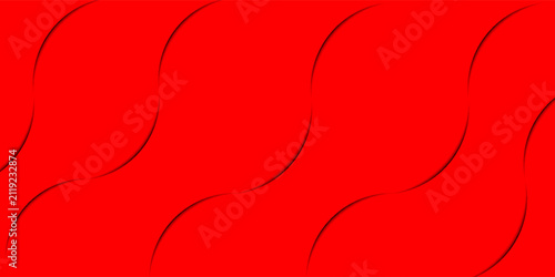 Abstract bright red background with 3D paper cut wavy layers