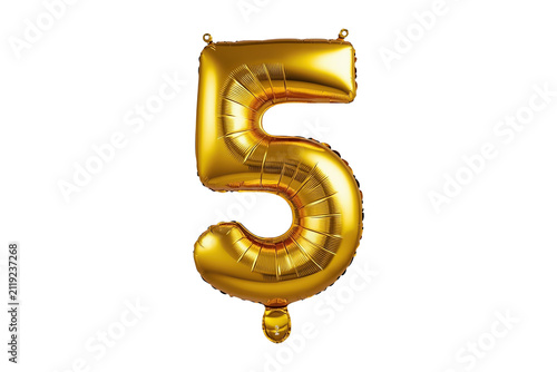 Golden foil number five balloon