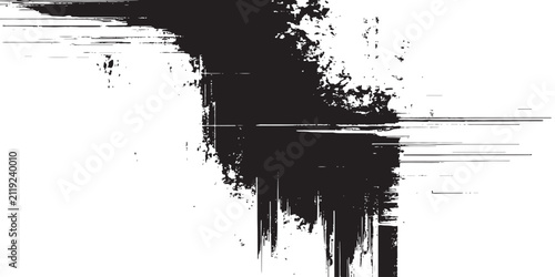 Black and white distressed grunge edge texture and rough noise corner frame vector illustration.