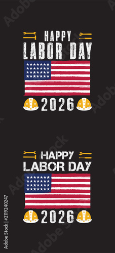 American Flag Labor Day 2026 Celebration Poster Badge Graphic