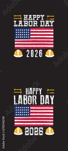 Happy Labor Day 2026 American Flag T-Shirt Design Vector