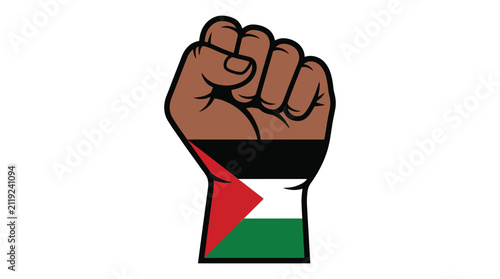 фотографія Raised fist with palestinian flag vector illustration on white background