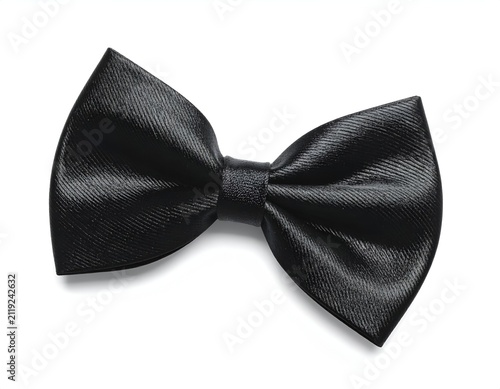 Classic Black Silk Bow Tie Isolated on a White Background for Formal Attire