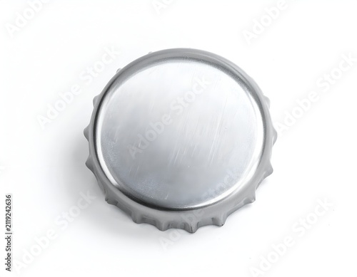 Blank Silver Metal Bottle Cap Isolated on White Background