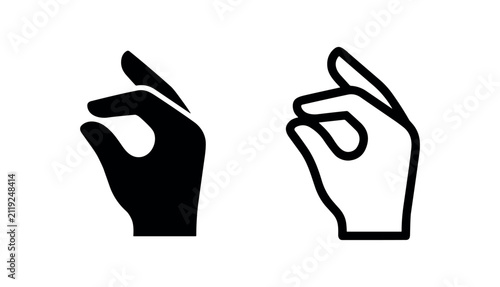 Fotografie Pinch and small amount hand gesture icon set for precision or scale