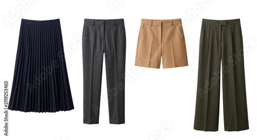 Foto Women stylish autumn pants and skirt wardrobe set isolated on transparent backgr