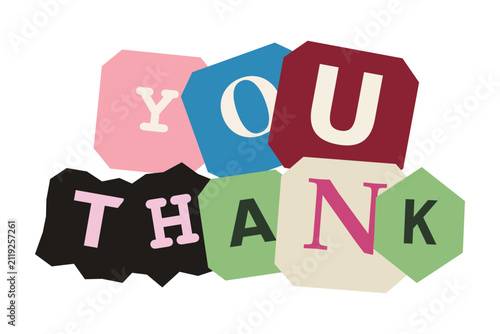 Thank you lettering cutout style greeting design