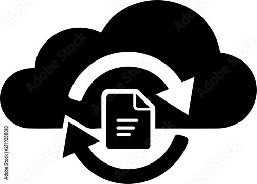 Obraz na płótnie Cloud document sync icon with refresh arrows isolated on transparent background