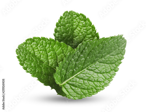 Foto Mint leaves on white background. Aromatic herb