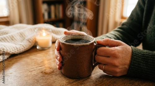 Hands holding coffee cup