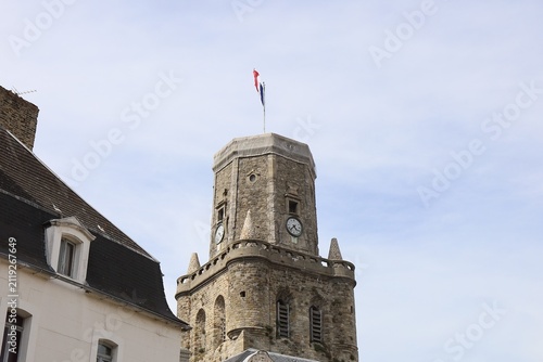Beffroi, tour de l'horloge, vue de l'extérieur, ville de Boulogne sur Mer, département du Pas de Calais, France