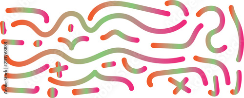 Abstract background with colorful gradient wavy lines and geometric shapes, artistic fluid design elements for modern graphic projects, isolated on white background