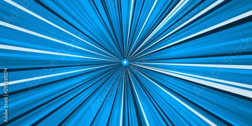 Foto Blue abstract background featuring radial light streaks emanating from central focal point