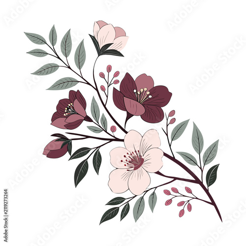 Abstract Floral Rose Vector Illustration with Pink Flowers and Leaves Seamless Pattern, Nature Blossom Ornament Design for Wallpaper, Spring Decoration and Vintage Botanical Art Background