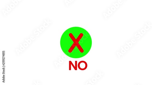 Green circle with red x marks denial concept flat icon set