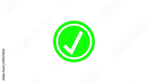 Checkmark icon animating within a green circle on white background