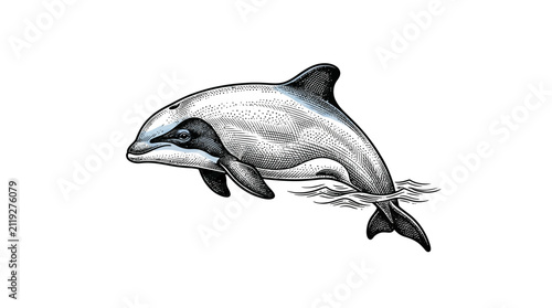 Konstfotografi Jumping dolphin marine mammal illustration