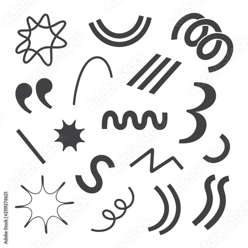 Abstract Doodle Elements Set Black Vector Illustration On White Background