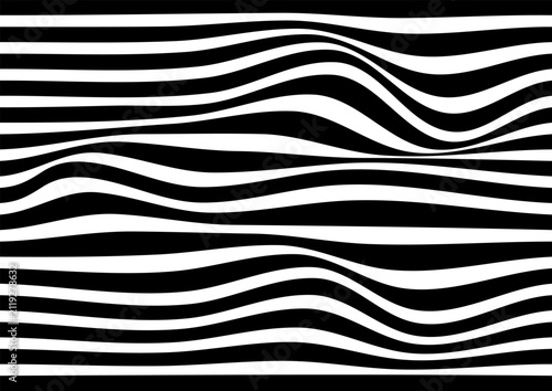 Abstract Black and White Wavy Lines Background