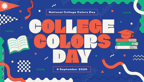 National college colors day celebration poster with academic elements