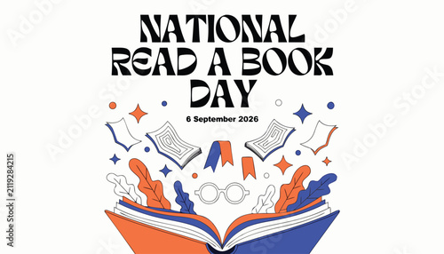 National read a book day celebration design isolated on white background