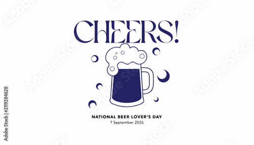 Cuadro en lienzo Cheers national beer lovers day celebration design isolated on white background