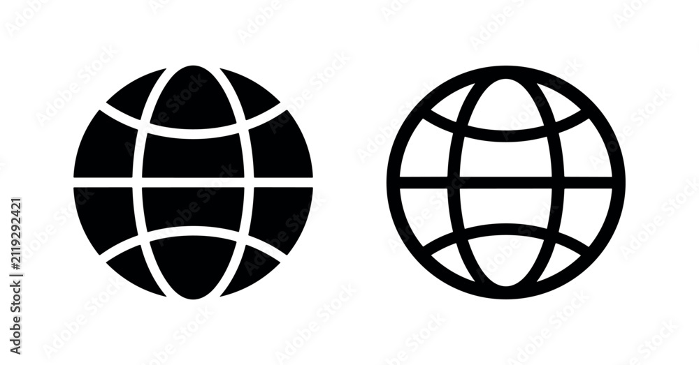 Obraz premium Globe internet icon set. World wide web and global communication symbol.