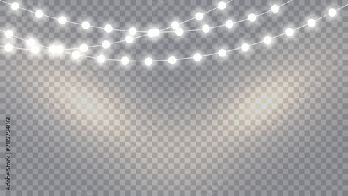 Glowing festive string lights vector isolated for design