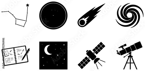 Принти на полотні Space Icons Set: Astronomy, Celestial Bodies, Satellites, Telescopes, Constellat