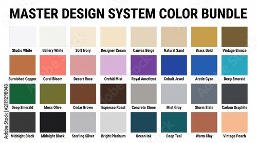 Master design system professional color palette bundle with branding, template